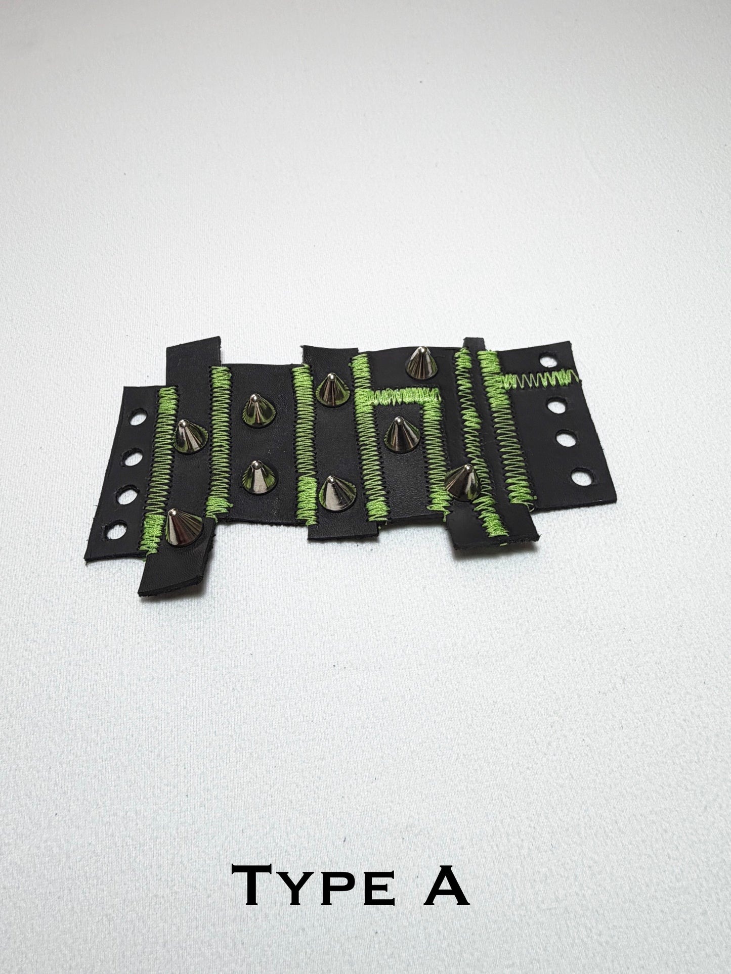 Pieced together corset cuffs (green seam)